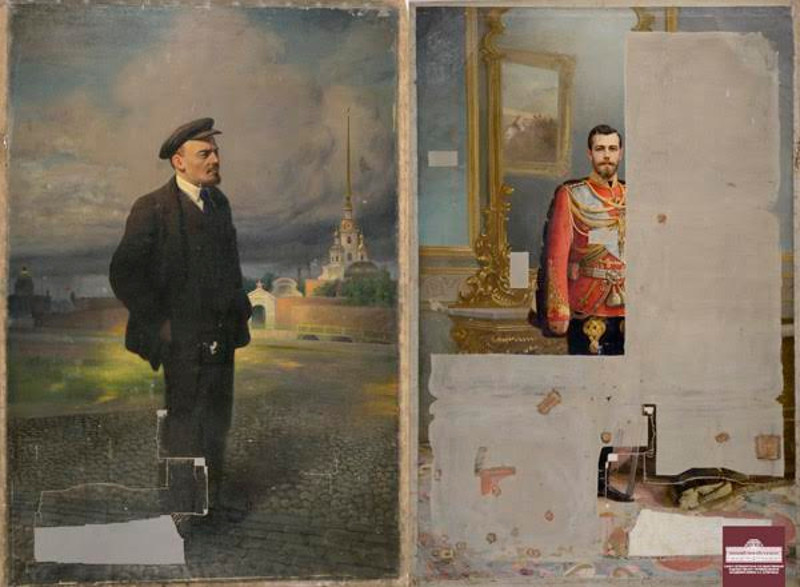 Двусторонний портрет Николай II– Владимир Ленин