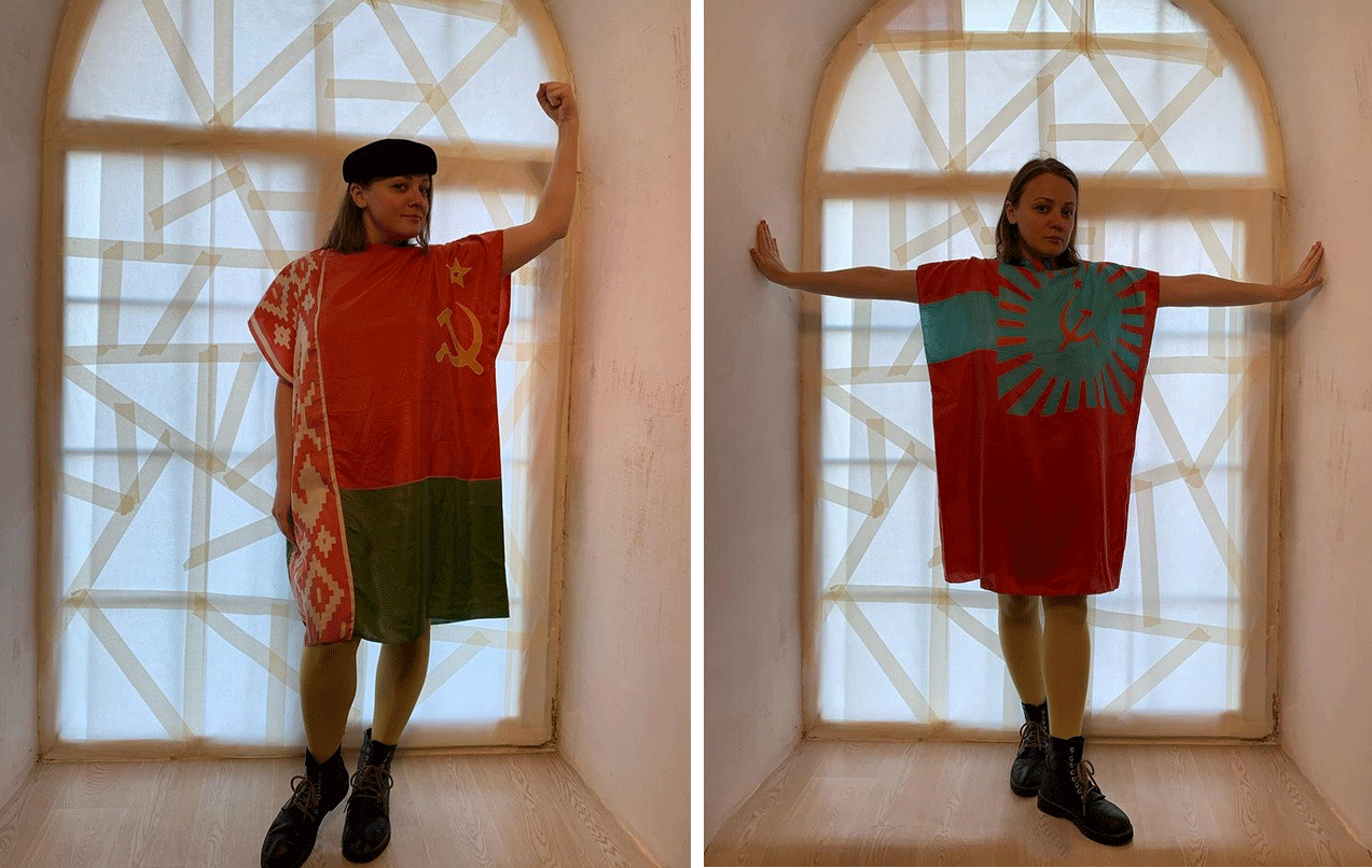 Платья из советских флагов